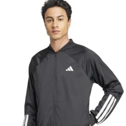 ADIDAS Mens 3 Stripe Knit Tennis Jacket - Black -Tennis Equipment Shop 4893a0da 8325 47c5 8e61 f788edf6e2cc