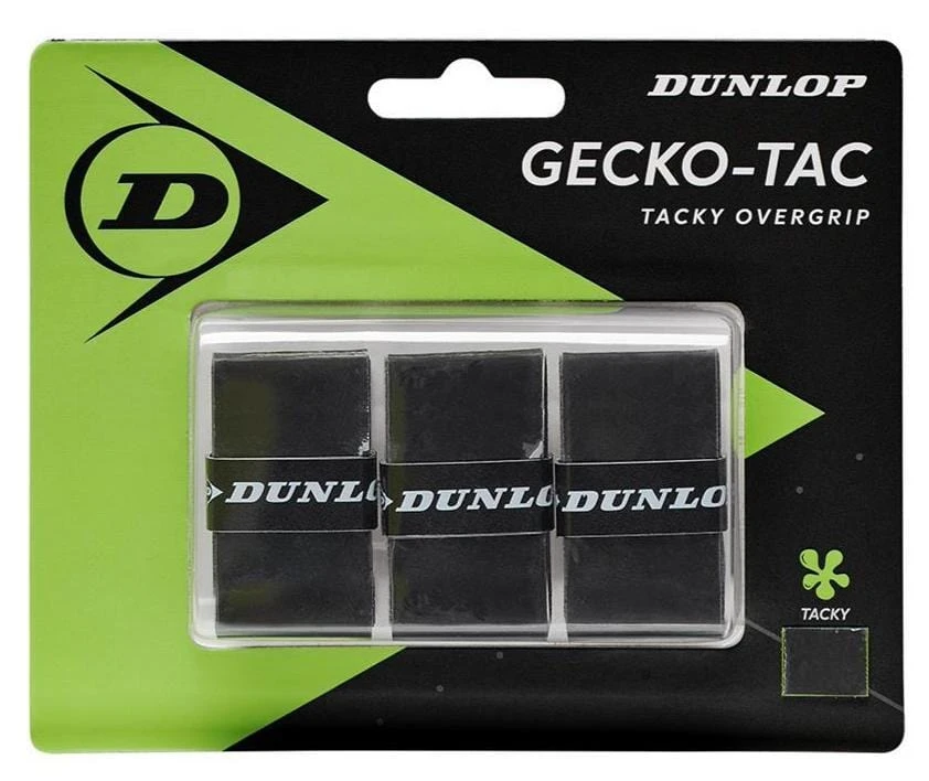 Dunlop Gecko-Tac Tennis Overgrip - 3 Pack - Black 1 Dunlop Gecko-Tac Tennis Overgrip - 3 Pack - Black