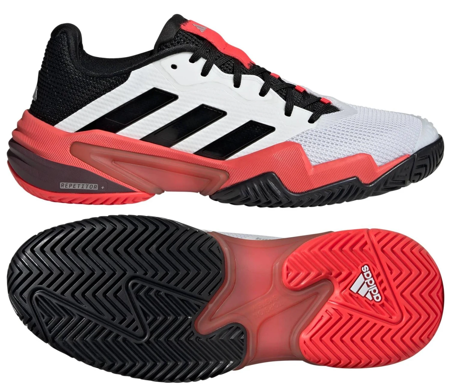 ADIDAS Barricade 13 Mens Tennis Shoes - White / Black / Red 1 ADIDAS Barricade 13 Mens Tennis Shoes - White / Black / Red
