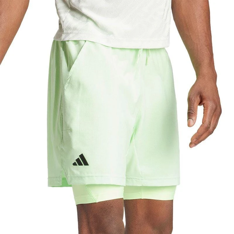 ADIDAS Melbourne Mens 2in1 Tennis Shorts - Green 2 ADIDAS Melbourne Mens 2in1 Tennis Shorts - Green - Image 2