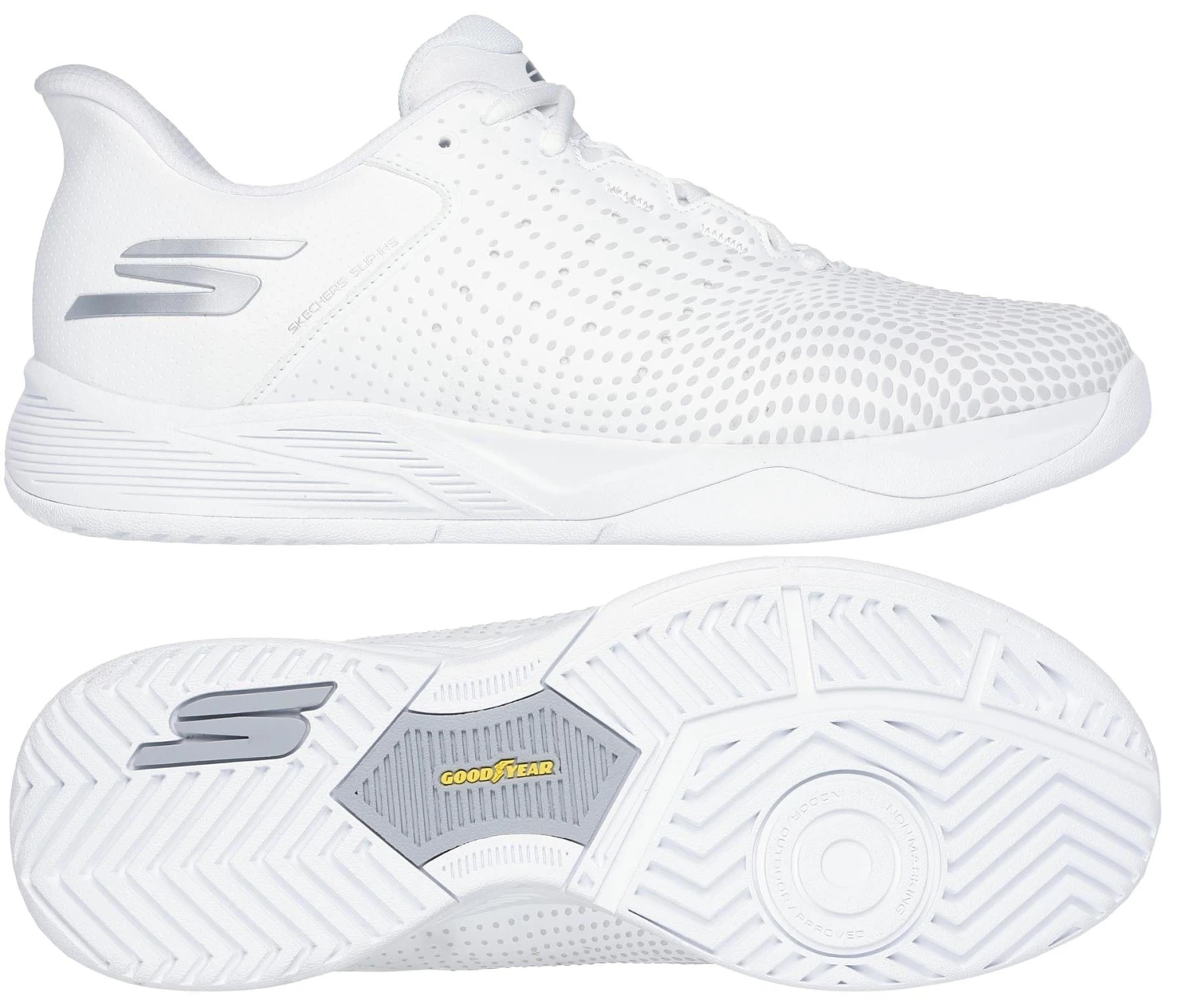 Skechers Viper Court Reload Slip Ins Relaxed Fit Tennis Shoes - White 1 Skechers Viper Court Reload Slip Ins Relaxed Fit Tennis Shoes - White