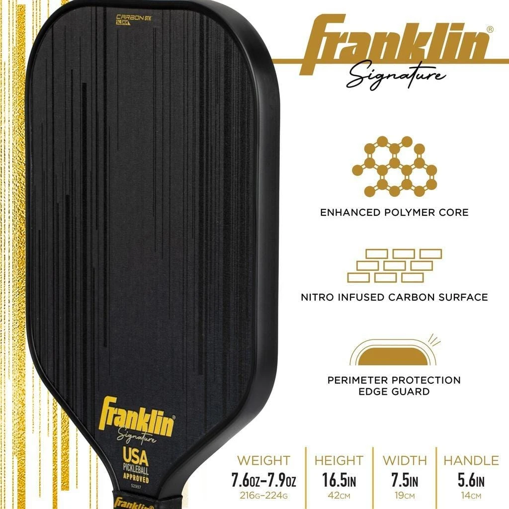 Franklin Carbon STK 14.5mm Pickleball Paddle - Black 2 Franklin Carbon STK 14.5mm Pickleball Paddle - Black - Image 2
