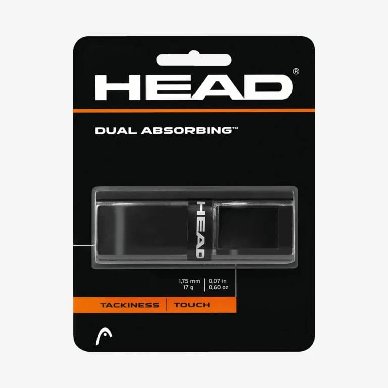 HEAD Dual Absorbing Replacement Tennis Grip - Black 1 HEAD Dual Absorbing Replacement Tennis Grip - Black