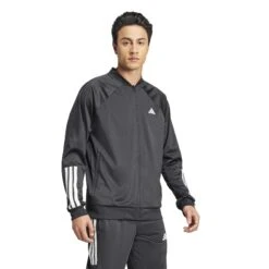 ADIDAS Mens 3 Stripe Knit Tennis Jacket - Black -Tennis Equipment Shop bacb4da7 60cb 4233 a2de 7d0d0ee92da8